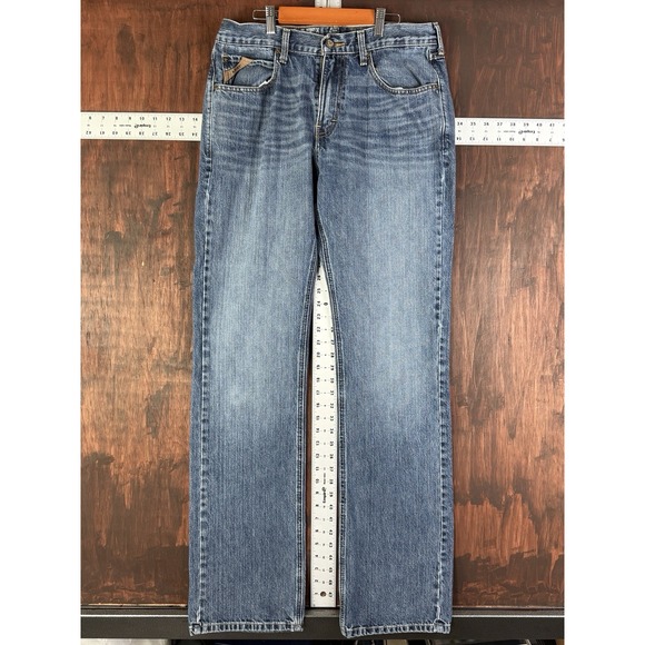 Ariat Jeans M5 Slim Straight Medium Wash Workwear Stretch Denim Blue Men's 32x38 - Picture 1 of 9
